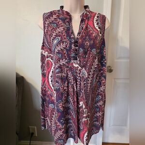 Charter Club Sleeveless Paisley Tunic Style Top